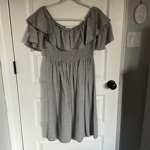 Off the shoulder peasant style dress.